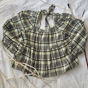 Topshop | Cotton Blend Boho Plaid Blouse